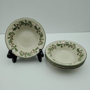 Epoch Oak Manor Soup Cereal Bowls Leaves Acorns Scalloped Dishes